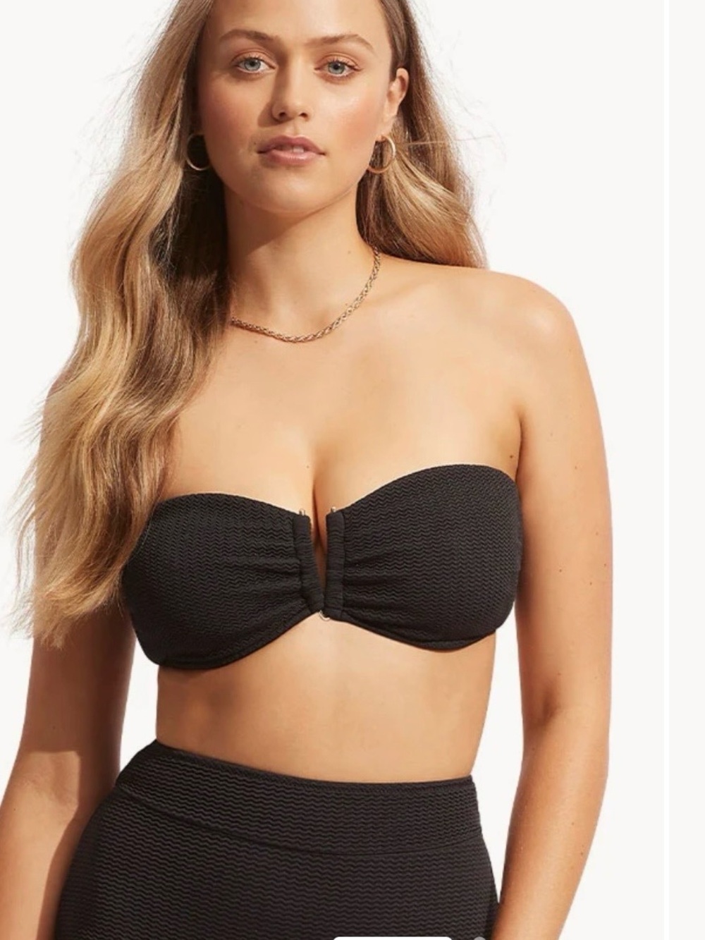 Seafolly Sea Dive Black U Swim Top with Detachable Straps